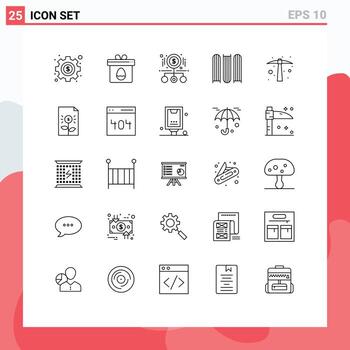 25 Universal Lines Set for Web and Mobile Applications job hard work magnifying files document Editable Vector Design Elements