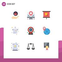 User Interface Pack of 9 Basic Flat Colors of time location education geo drying Editable Vector Design Elements