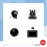 4 User Interface Solid Glyph Pack of modern Signs and Symbols of connect sports wifi signal school mount Editable Vector Design Elements