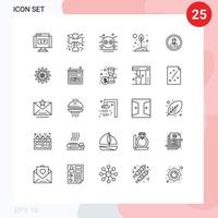 conjunto de 25 iconos modernos de la interfaz de usuario signos de símbolos para elementos de diseño vectorial editables de araña de agricultura ecológica hoja vector