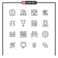 User Interface Pack of 16 Basic Outlines of help search define optimization power Editable Vector Design Elements