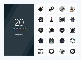 20 Mechanics line Filled icon for presentation vector