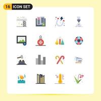 Group of 16 Flat Colors Signs and Symbols for cloud laser electricity fabrication cutting Editable Pack of Creative Vector Design Elements