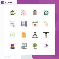 Set of 16 Vector Flat Colors on Grid for mirror glass rights cv clipboard Editable Pack of Creative Vector Design Elements