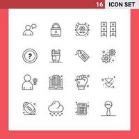 16 Universal Outline Signs Symbols of question ask halloween about office draw Editable Vector Design Elements