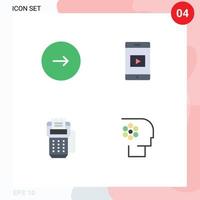 Modern Set of 4 Flat Icons and symbols such as control cashless music cell machine Editable Vector Design Elements