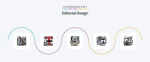 la línea de diseño editorial llenó el paquete de iconos planos 5 que incluye la imagen. diseño. diseño. arquitectura. creativo vector