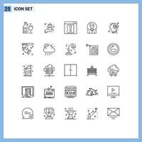 Line Pack of 25 Universal Symbols of mind services contact client user Editable Vector Design Elements