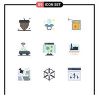 9 Creative Icons Modern Signs and Symbols of computer internet petrol computer map Editable Vector Design Elements