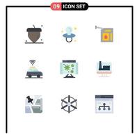 9 Creative Icons Modern Signs and Symbols of computer internet petrol computer map Editable Vector Design Elements