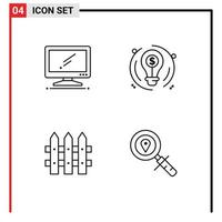 4 Creative Icons Modern Signs and Symbols of computer construction imac business garden Editable Vector Design Elements