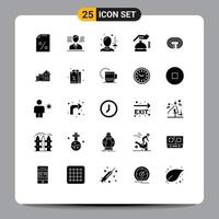 Set of 25 Commercial Solid Glyphs pack for surface running fencing security alarm Editable Vector Design Elements