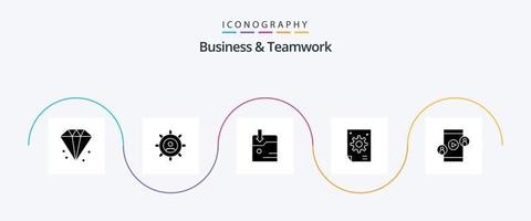 Business And Teamwork Glyph 5 Icon Pack Including creative. collective. manager. business. technology vector