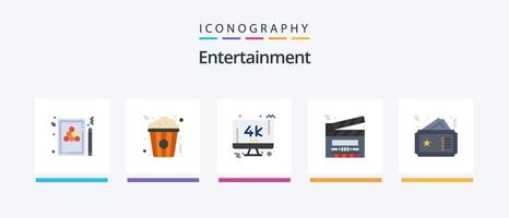 Entertainment Flat 5 Icon Pack Including film. cut. food. movie. tv. Creative Icons Design vector