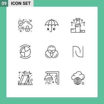 Pack of 9 creative Outlines of server graph strategy database arrow Editable Vector Design Elements