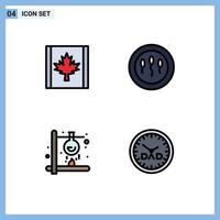 Mobile Interface Filledline Flat Color Set of 4 Pictograms of canada heat cells sperm science Editable Vector Design Elements