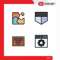 Pack of 4 creative Filledline Flat Colors of app note jigsaw shield mac Editable Vector Design Elements