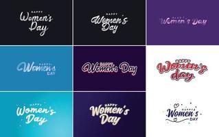 Pink Happy Women's Day typographical design elements set for greeting cards vector