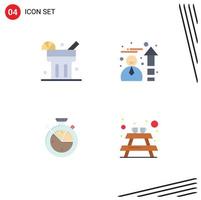 Pack of 4 creative Flat Icons of lemonade data scince efficiency measure picnic Editable Vector Design Elements