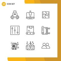 9 Thematic Vector Outlines and Editable Symbols of logistics delivery service tools sport Editable Vector Design Elements