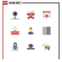 Set of 9 Modern UI Icons Symbols Signs for industry water cake rainy drop Editable Vector Design Elements