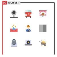 Set of 9 Modern UI Icons Symbols Signs for industry water cake rainy drop Editable Vector Design Elements