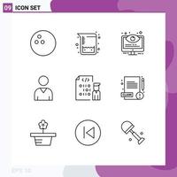 Stock Vector Icon Pack of 9 Line Signs and Symbols for programming development options develop user Editable Vector Design Elements