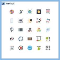 Pictogram Set of 25 Simple Flat Colors of computer geometry browser brain planet Editable Vector Design Elements