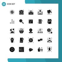 25 Thematic Vector Solid Glyphs and Editable Symbols of energy startup percentage website launch Editable Vector Design Elements