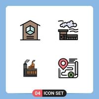 Set of 4 Modern UI Icons Symbols Signs for delivery building product industry factory Editable Vector Design Elements