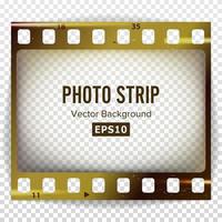Photo Strip Vector. Realistic Empty Frame Strip Blank. Grunge Scratched Template Isolated On White Background.