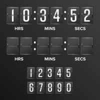 Flip Countdown Timer Vector. Analog Black Scoreboard Digital Timer Blank. Hours, Minutes, Seconds. Time Illustration vector