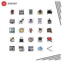 Pack of 25 creative Filled line Flat Colors of film computer application mouse interface mouse Editable Vector Design Elements