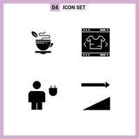 Universal Icon Symbols Group of 4 Modern Solid Glyphs of tea body coffee online human Editable Vector Design Elements