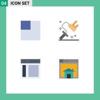 conjunto moderno de 4 iconos y símbolos planos, como el diseño de la barra lateral, la pintura, la comunicación, los elementos de diseño vectorial editables en el hogar vector