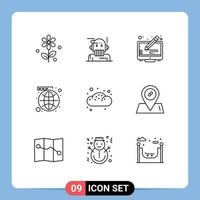 Set of 9 Modern UI Icons Symbols Signs for bakery website copy social media Editable Vector Design Elements