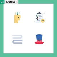 4 Flat Icon concept for Websites Mobile and Apps education cleaning school tasks day Editable Vector Design Elements