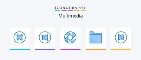 Multimedia Blue 5 Icon Pack Including . next. lens. multimedia. multimedia. Creative Icons Design vector