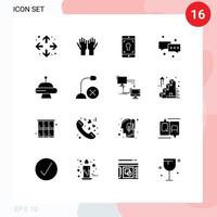 Group of 16 Modern Solid Glyphs Set for space email application mail chat Editable Vector Design Elements