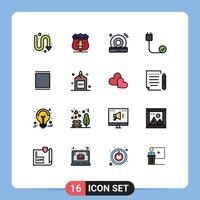 Mobile Interface Flat Color Filled Line Set of 16 Pictograms of gallery devices cd cord computers Editable Creative Vector Design Elements