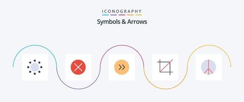 Paquete de 5 iconos planos de símbolos y flechas que incluye hippie. herramienta. signo. simbolos cultivo vector