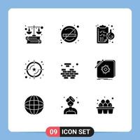 Mobile Interface Solid Glyph Set of 9 Pictograms of mind value clipboard star rating Editable Vector Design Elements