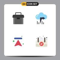 Set of 4 Modern UI Icons Symbols Signs for briefcase up suitcase left board Editable Vector Design Elements