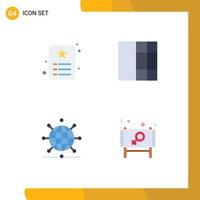 Modern Set of 4 Flat Icons and symbols such as card network identity wireframe world Editable Vector Design Elements