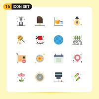 Pictogram Set of 16 Simple Flat Colors of honey bee arrow motivation bulb Editable Pack of Creative Vector Design Elements