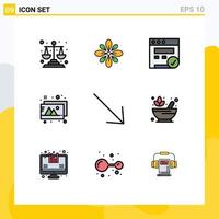 Mobile Interface Filledline Flat Color Set of 9 Pictograms of right photos hindu images web Editable Vector Design Elements