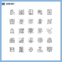 Modern Set of 25 Lines and symbols such as equipment big gift pack automation eye Editable Vector Design Elements