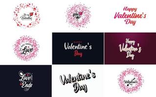 Happy Valentine's Day greeting card template set vector