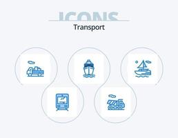 transporte icono azul paquete 5 diseño de iconos. . transporte. Envío. río. transporte vector