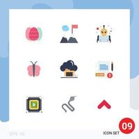 9 iconos creativos signos y símbolos modernos de archivos de datos planeta carpeta pascua elementos de diseño vectorial editables vector